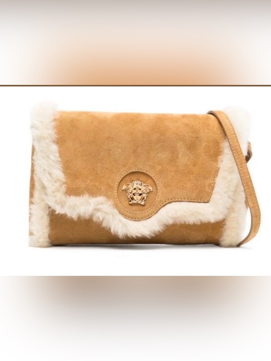Versace Handbags - Versace Medusa Suede Sherpa Crossbody Bag